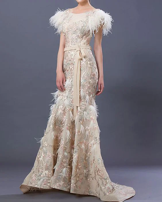 Ladies Elegant Plush Fringed Dress