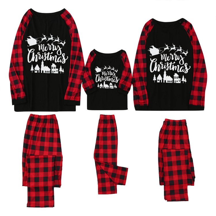 Christmas Parent-Child “Merry Christmas” Patterned Family Matching Pajamas Sets