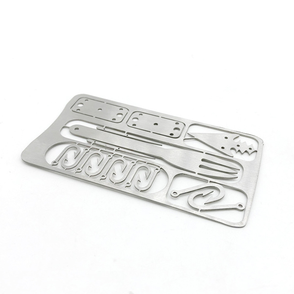 

16 in 1 Stainless Steel Fishhook Card Model Outdoor Camping Tools (Silver, 501 Original