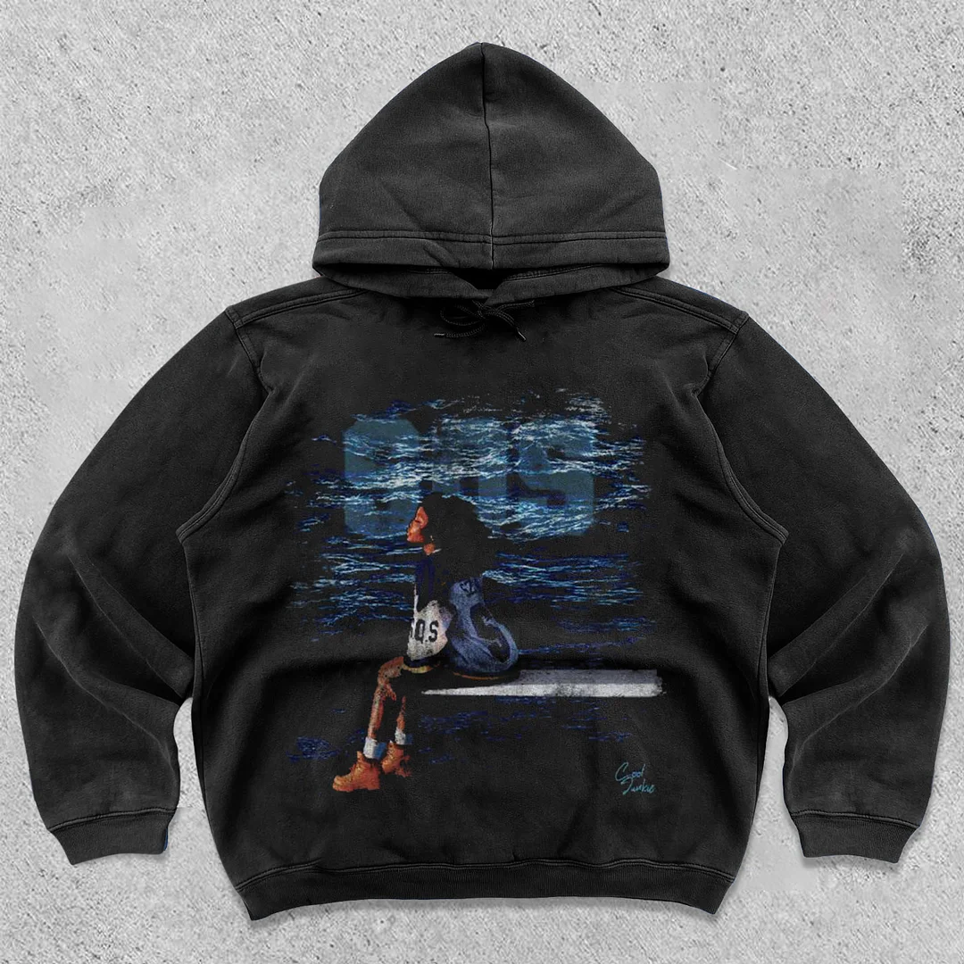 Hip Hop Retro Casual Printed Hoodie