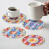 (US Only)6PCS Acrylic Washable Diamond Painting Crafts Coaster with Holder (Mandala #1)