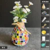 Wooden Vase Solid Mosaic Art Handmade Pasting Material Pack DIY Creative Decoration Kit