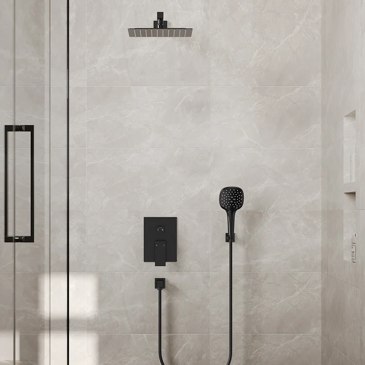 M6646BI-10BL EVERSTEIN 10" Wall Mount Rainfall Shower System | High-Pressure, Anti-Scald, Handheld Spray