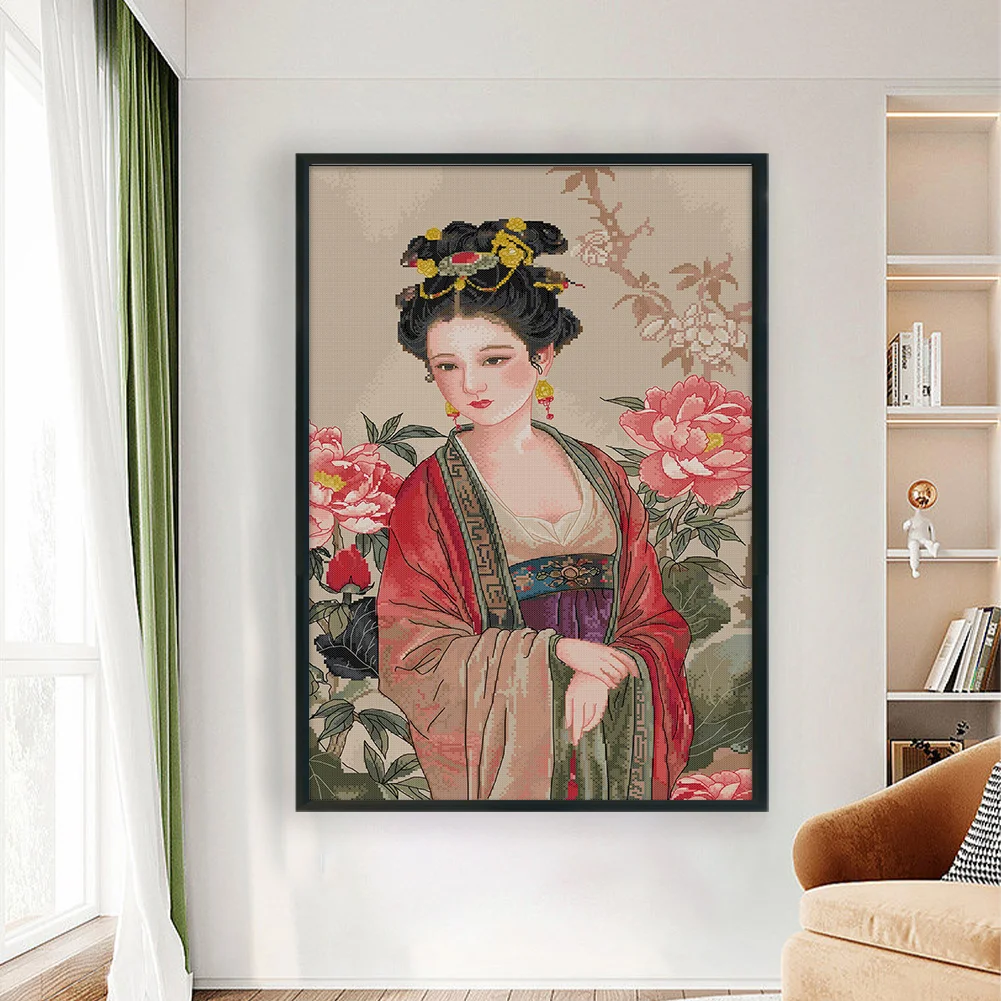 14CT Full Stamped Cross Stitch - Lady(Canvas|41*63CM)