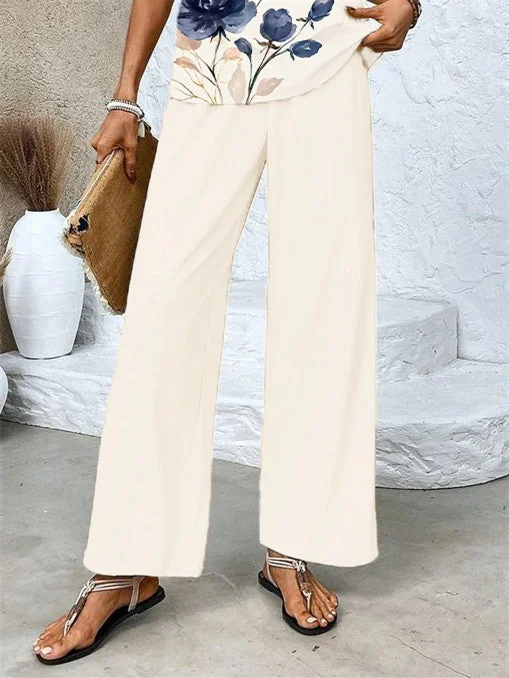 Women's Sleeveless Square Collar Floral Printed Casual Set