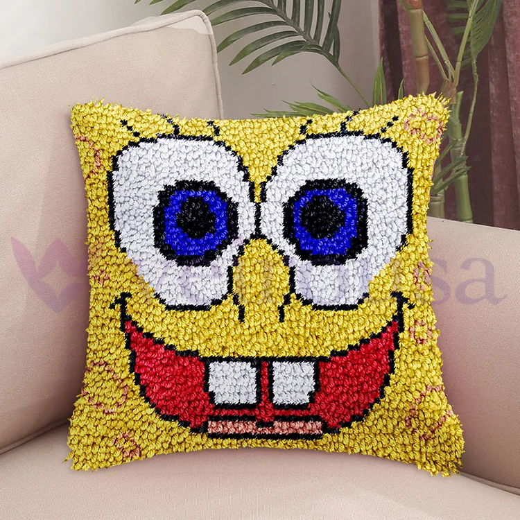 Cartoon Smiley Pillowcase Latch Hook Kits for Beginner veirousa