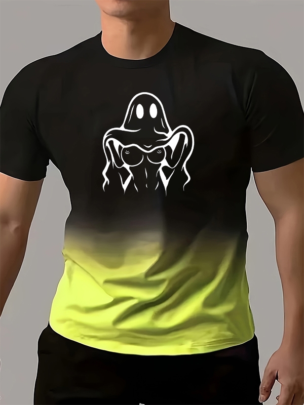 Naughty Ghost Sexy Boobs Print Color-blocking Tees