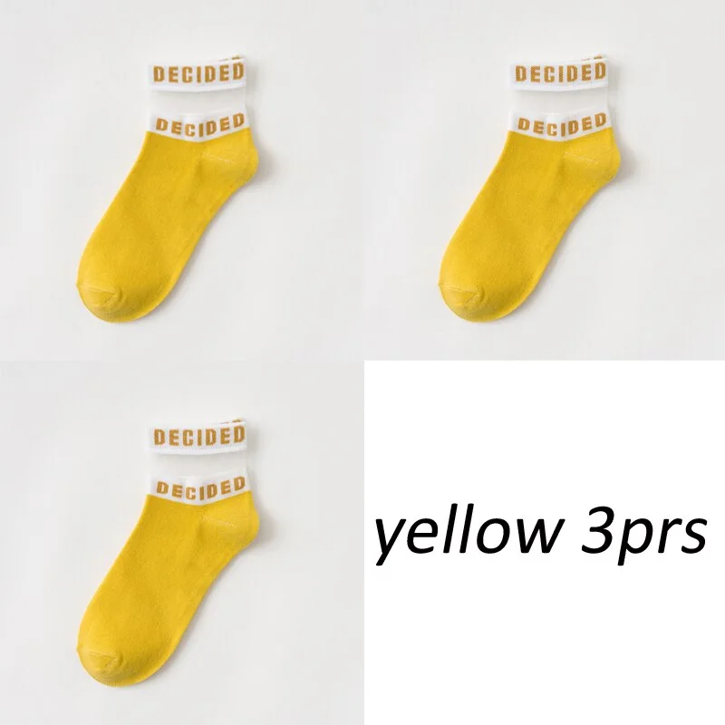 3 pair/set Lot Patchwork Fashion Socks for Girls Women Comfortable Letter Sox mix Summer Color Indoor Floor socks Cute