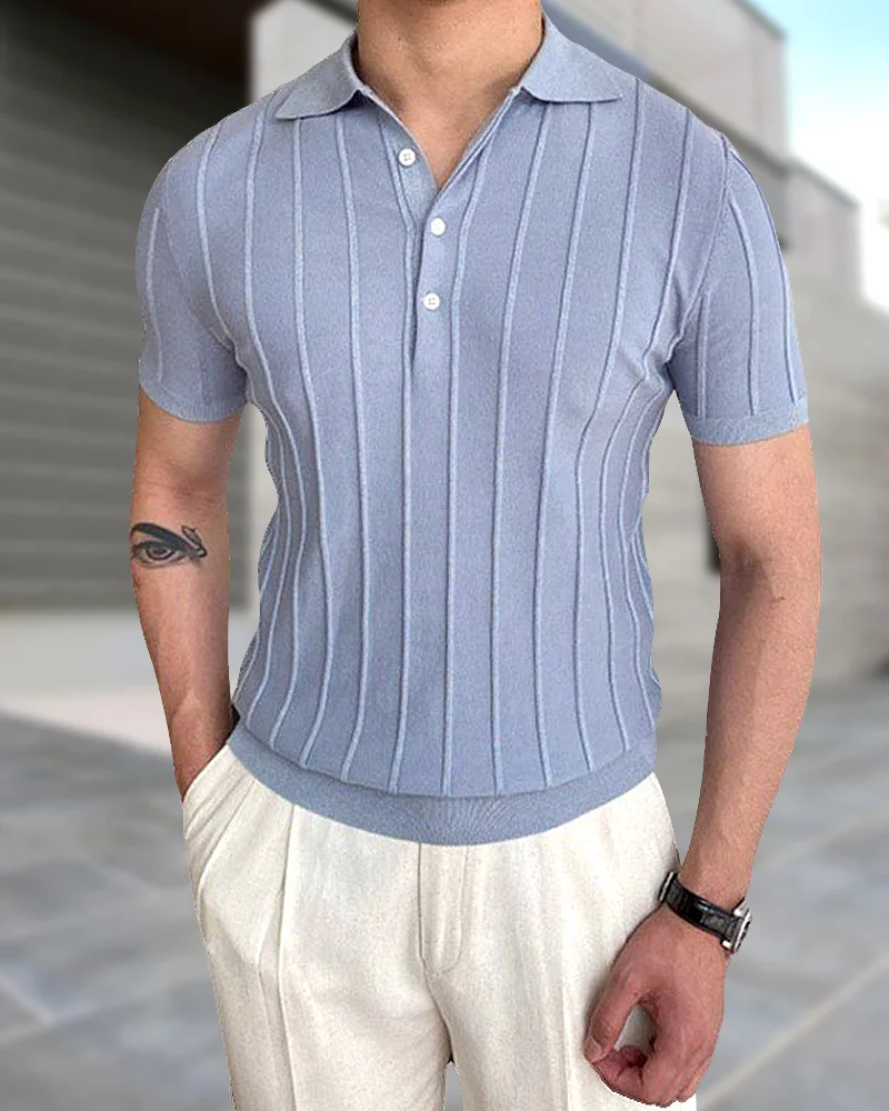 Men's Solid Color Lapel Polo Shirt