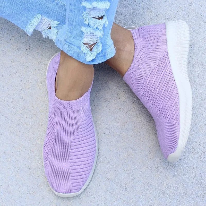 Women Shoes Slip On Women Flats Plus Size 43 Socks Sneakers White Flat Shoes Female Casual Footwear Summer Autumn Zapatos Mujer