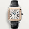 Cartier Santos Dumont Large W2SA0011 Quartz Movement Pink Gold and Steel Silver Dial Black Strap Super Clone