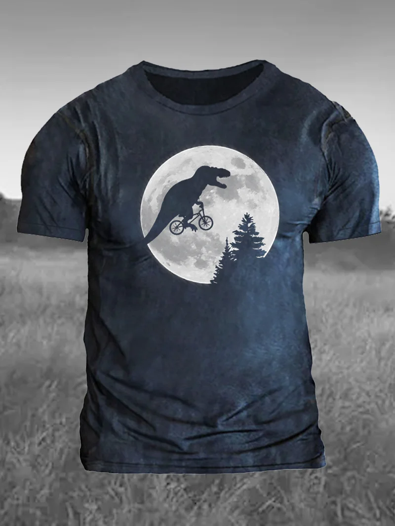 Riding Dinosaur Printed Men's T-Shirt in  mildstyles