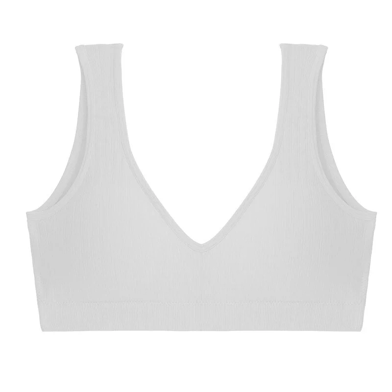 FINETOO Padded Tops Women Candy Color Bralette Ladies Deep V Tanks M-XL Sexy Backless Top Comfortable Underwear Female Lingerie