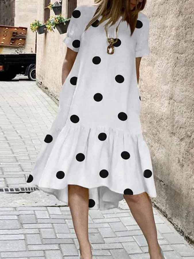 women's loose polka dot dress-mysite