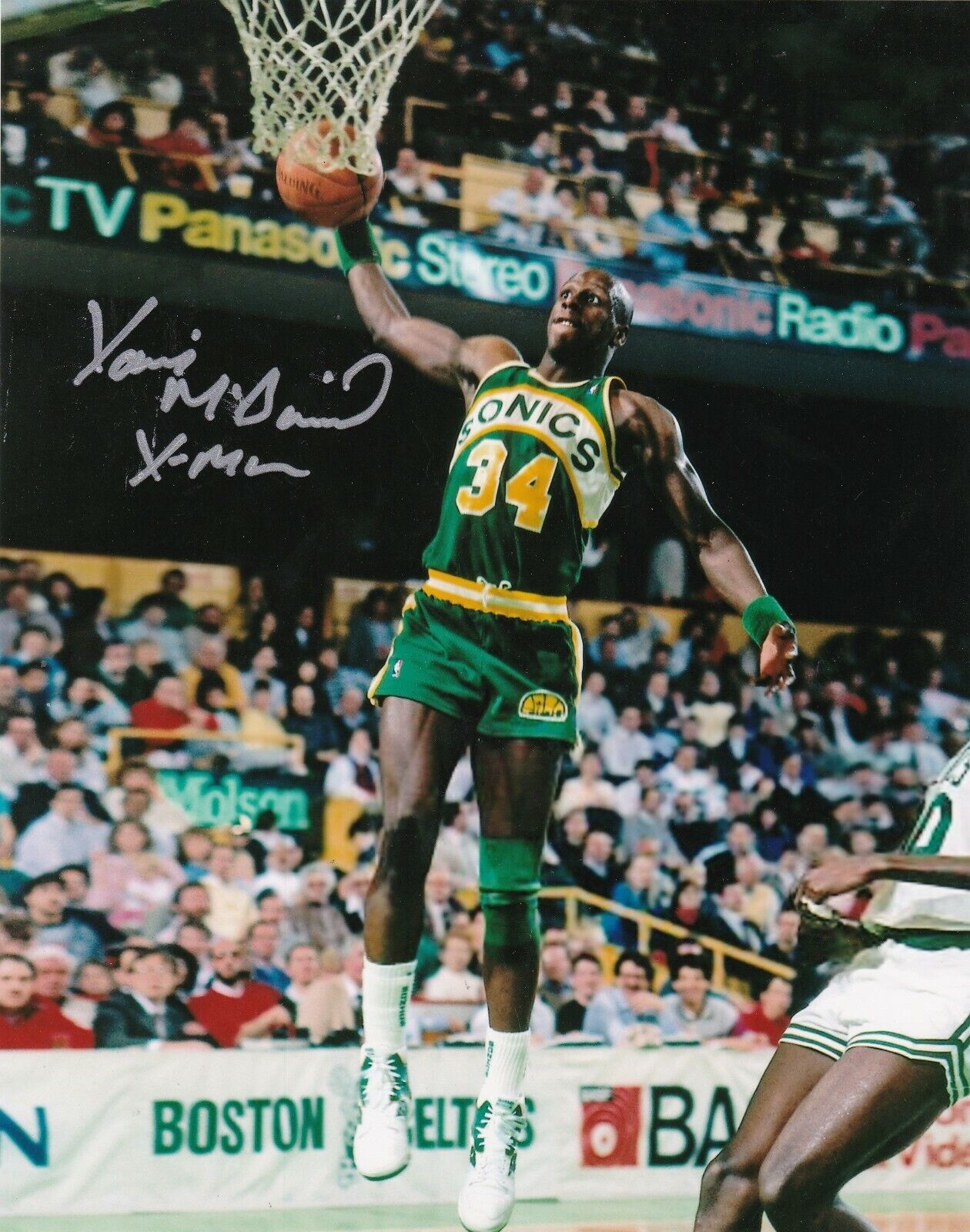 XAVIER MCDANIEL SEATTLE SUPERSONICS ACTION SIGNED 8x10