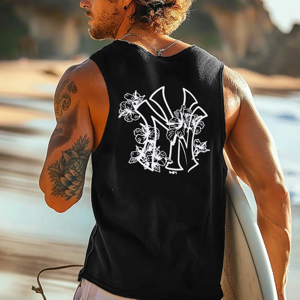 MLB Simple Cherry Blossom Oversized Cotton Tank Top