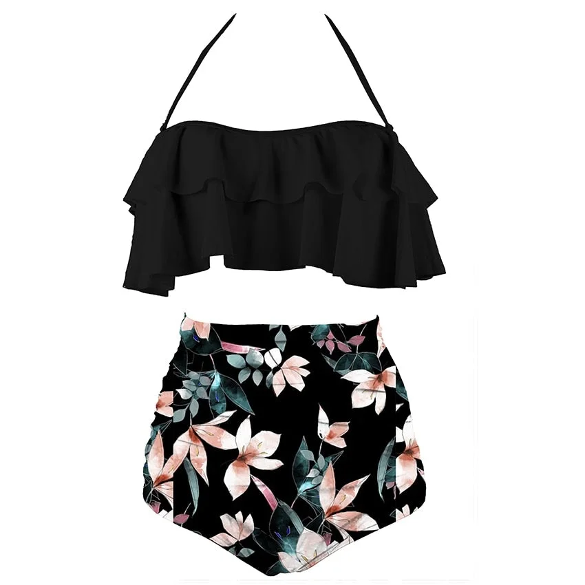 Bikinis Women Swimsuit High Waist Bathing Suit Plus Size Swimwear Push Up Bikini Set Vintage Beach Wear Biquini