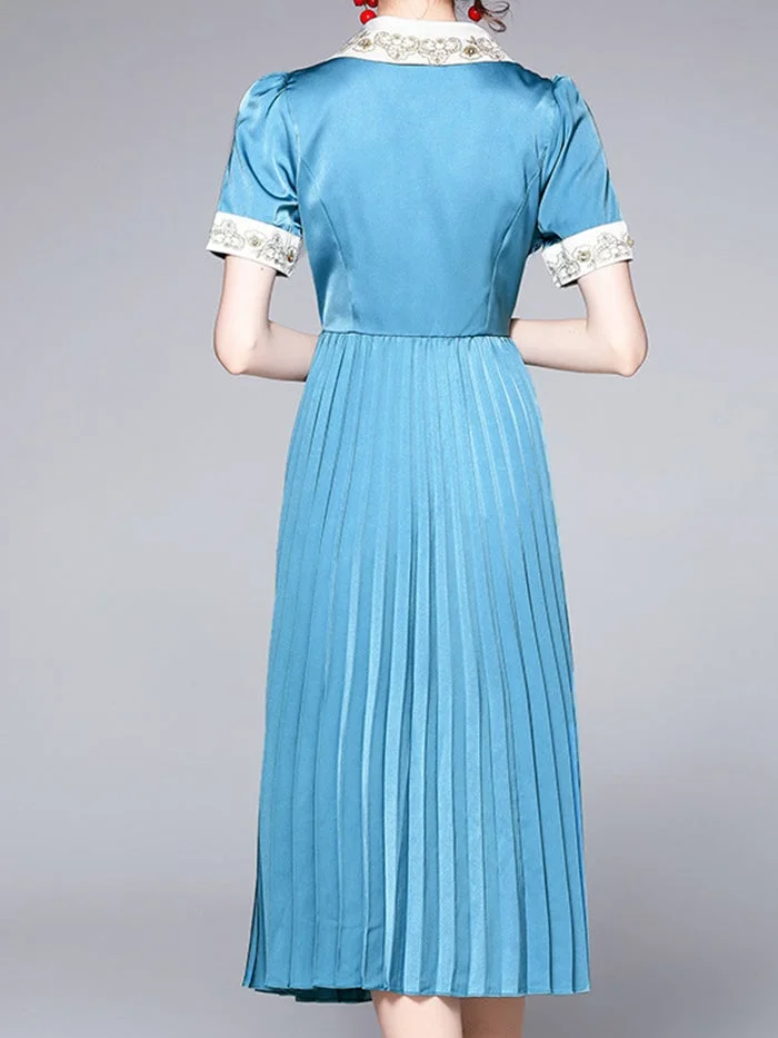 V-Neck Embroidered Fashion Midi Dress