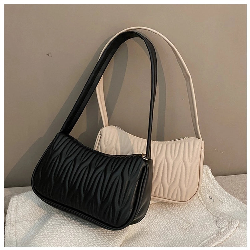 Women’s Small PU Solid Color Elegant Classic Style Streetwear Sewing Thread Square Zipper Underarm Bag