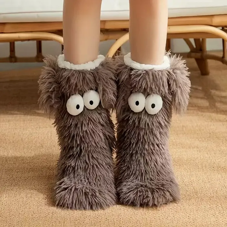 ❄️ Winter Hot Sale - 🧦 Fluffy Dog-Ear Plush Slippers Socks 