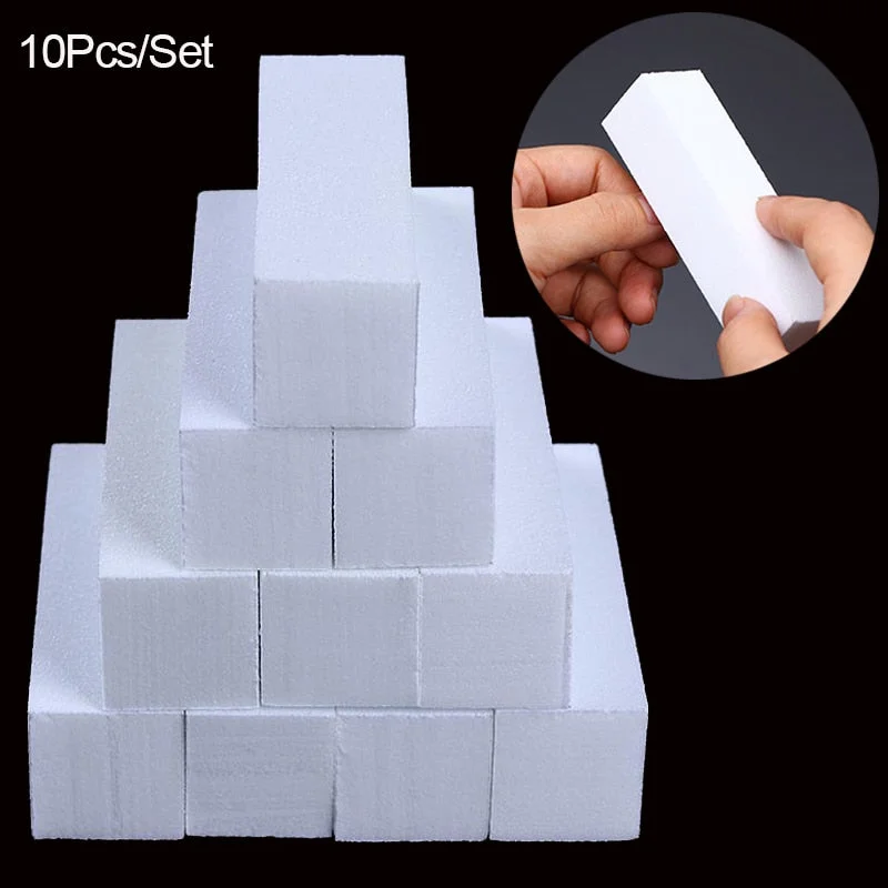 10Pcs White Nail File Block Nail Polisher Sanding Nail Buffer Polishing Blocks Manicure Tools Nail Art Accessories-Nail Inspo