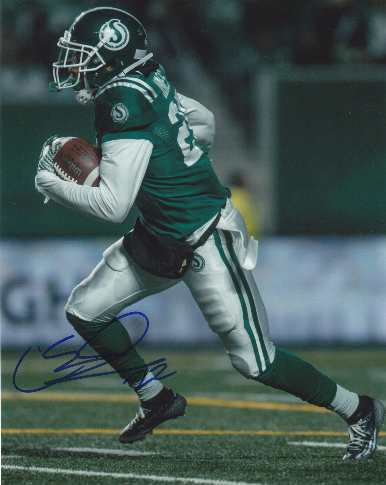 CHRISTION JONES SIGNED AUTOGRAPHED SASKATCHEWAN ROUGHRIDERS 8X10 EXACT PROOF