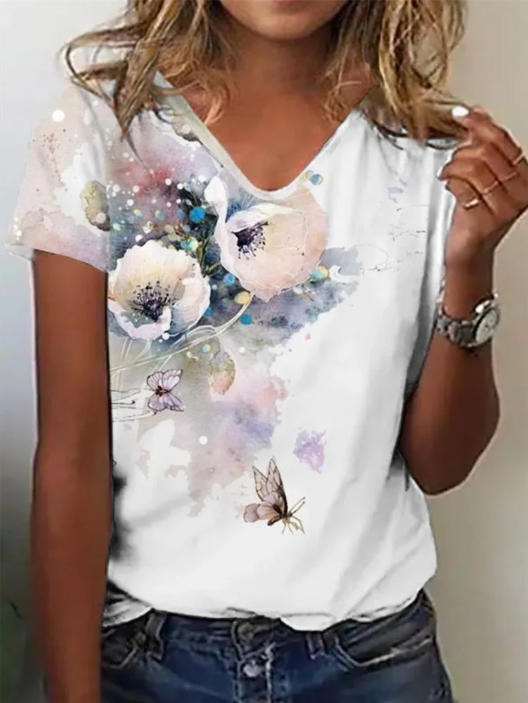 Flower Painting Print T-Shirt
