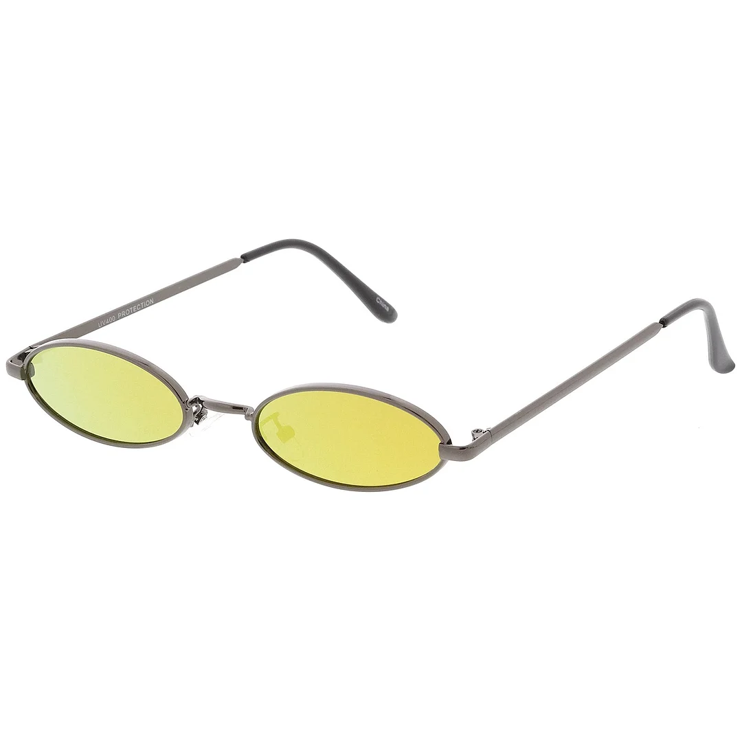 Extreme Small Oval glasses Color Mirrored Flat Lens 51mm