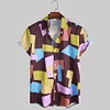 Gioiacombo™ Camicia a maniche corte da uomo con stampa geometrica