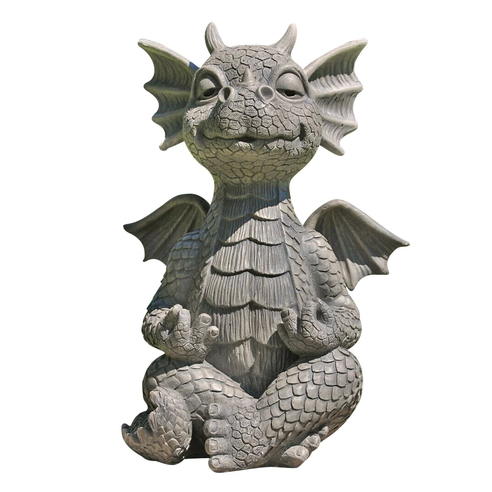 Small Dinosaur Meditation Sculpture Home Desk Dragon Meditated Statue (B)
