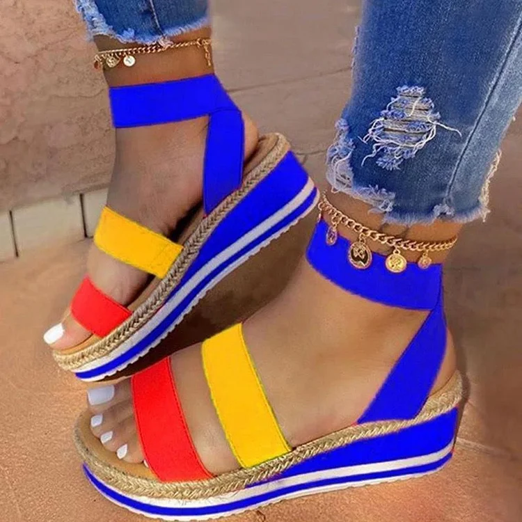 Women Wedges Platform Candy Color Sandals  Stunahome.com