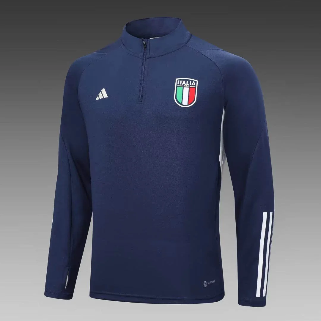 2023 Italy Half-Pull Training Suit Royal Blue Soccer Shirt