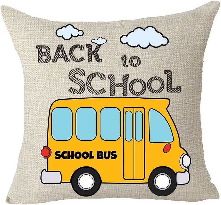 Back to School Gift School Bus Pillowcase Pillow Cover for Kids