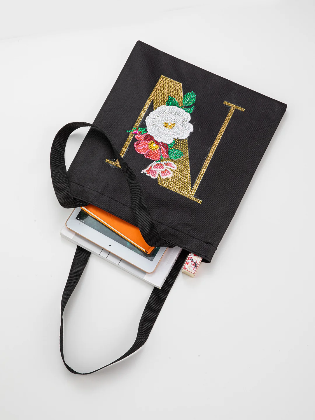 DIY Diamonds Painting Handbag Linen Shopping Bag Portable Fashion for Work