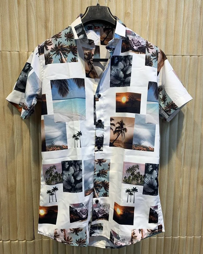 Men Photo Pattern Casual Shirts