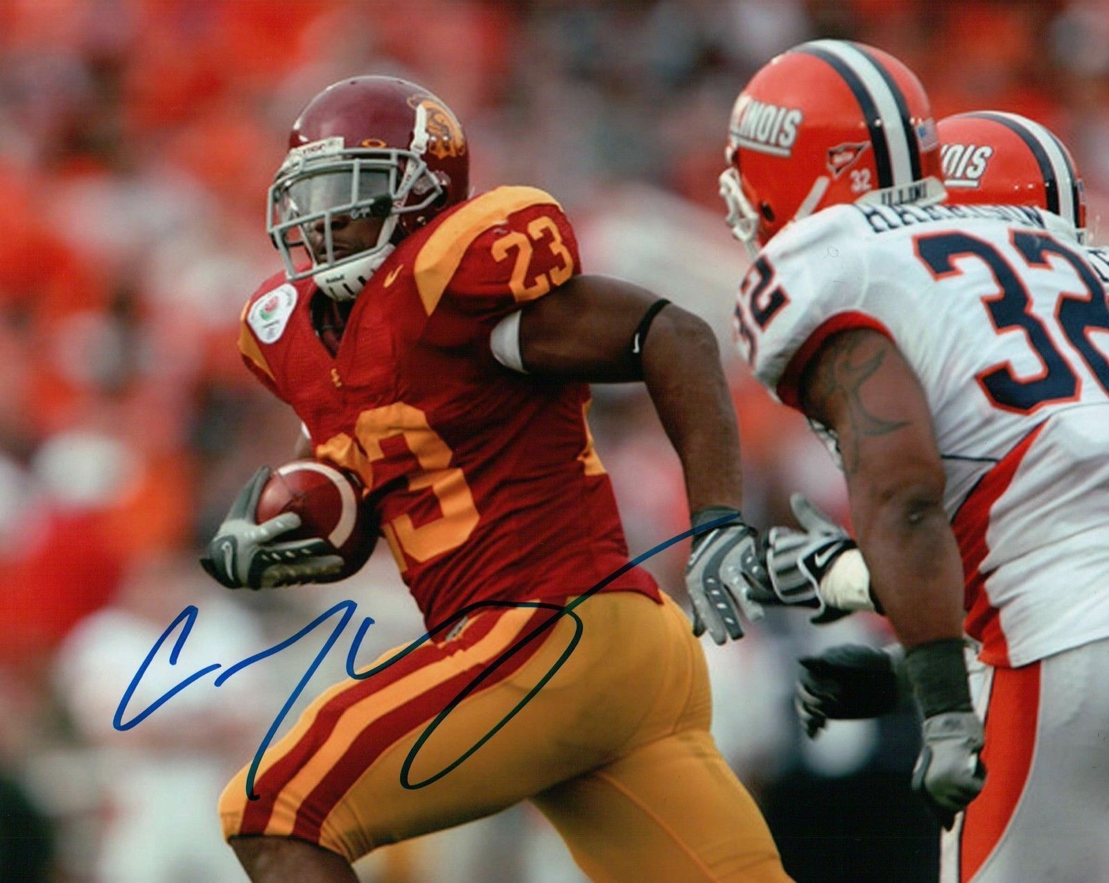 Chauncey Washington Signed 8X10 Photo Poster painting Autograph USC Running with Ball Auto COA