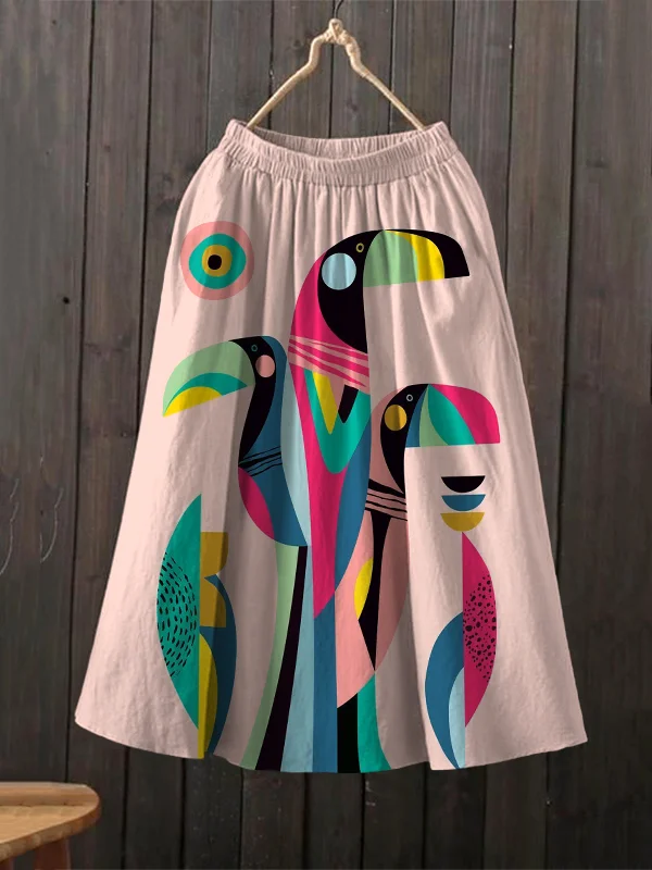 Women's Tropical Toucan Abstract Print Skirt​
