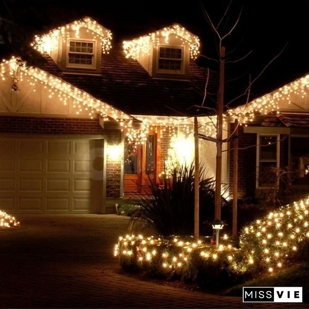 5M Christmas LED Curtain Icicle String Light Droop 0.4-0.6m Party Garden Stage Outdoor Waterproof Decorative Fairy Light