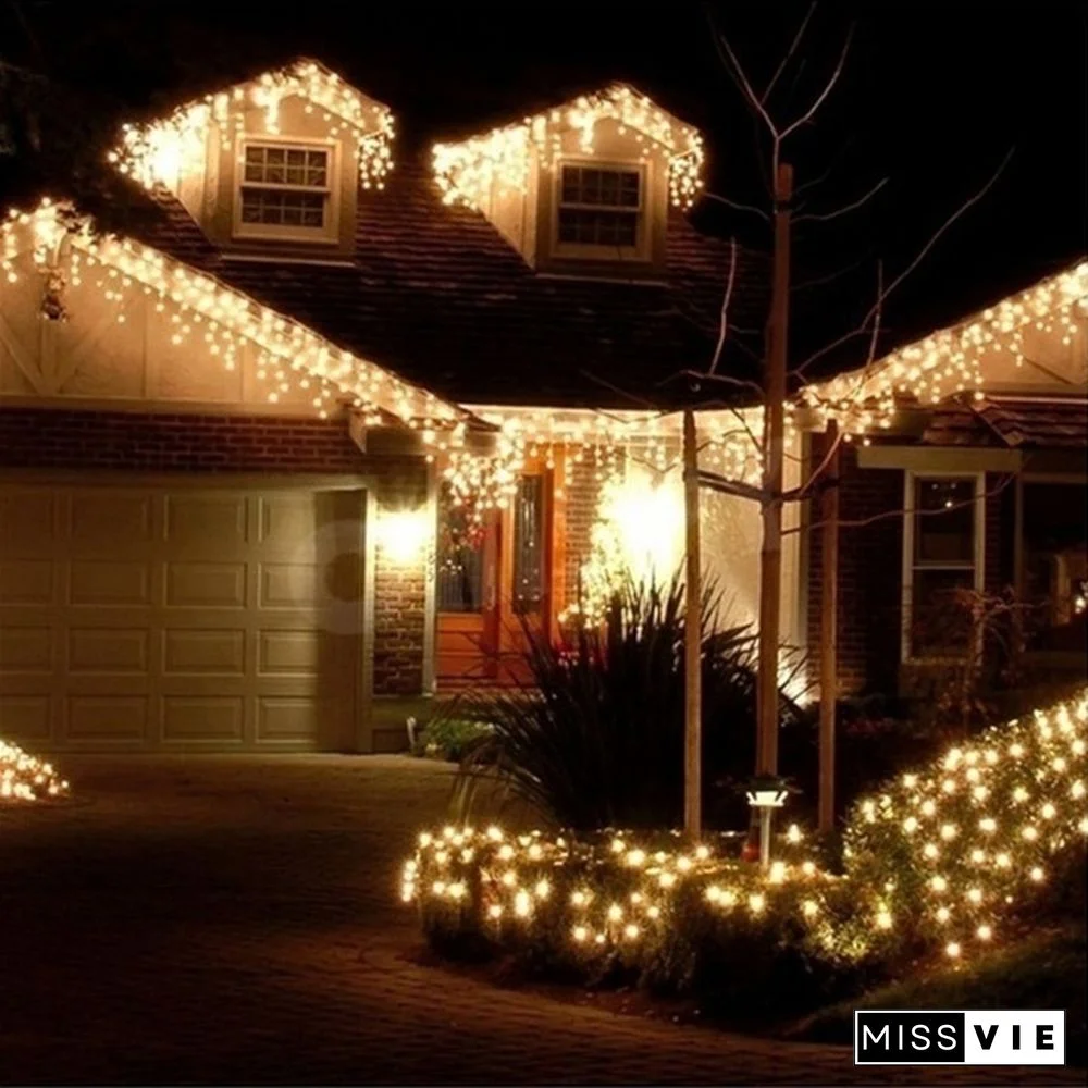 5M Christmas LED Curtain Icicle String Light Droop 0.4-0.6m Party Garden Stage Outdoor Waterproof Decorative Fairy Light