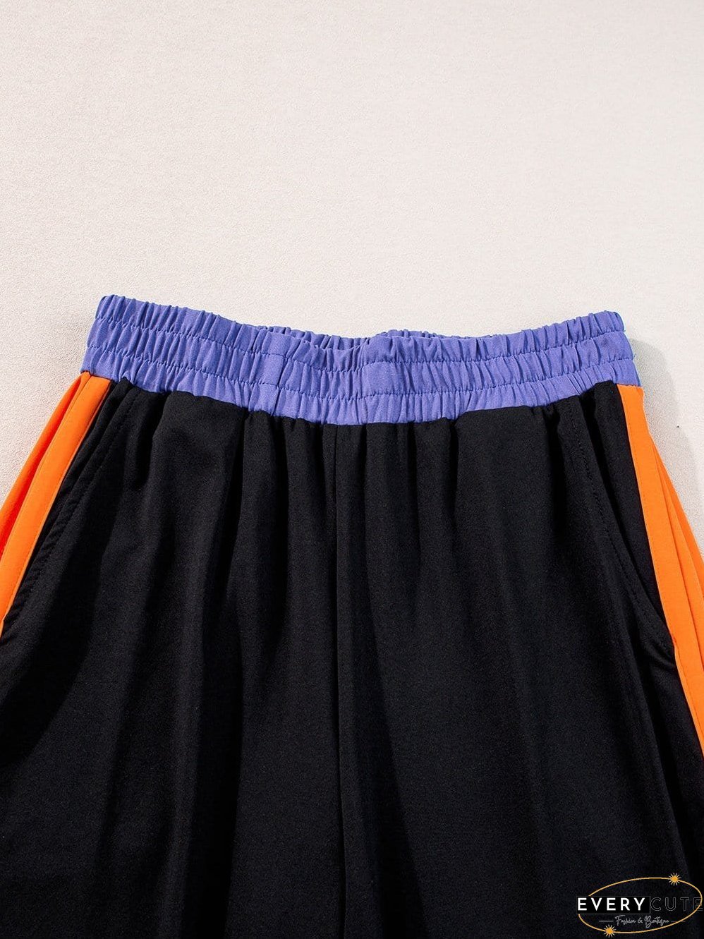 Chic Black Color Block Two-Piece Set