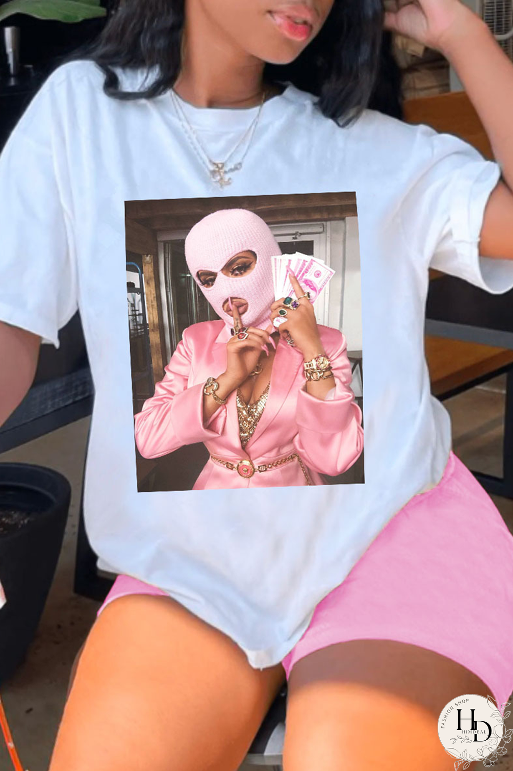 Black Casual Print Patchwork O Neck Short Sleeve Two Pieces