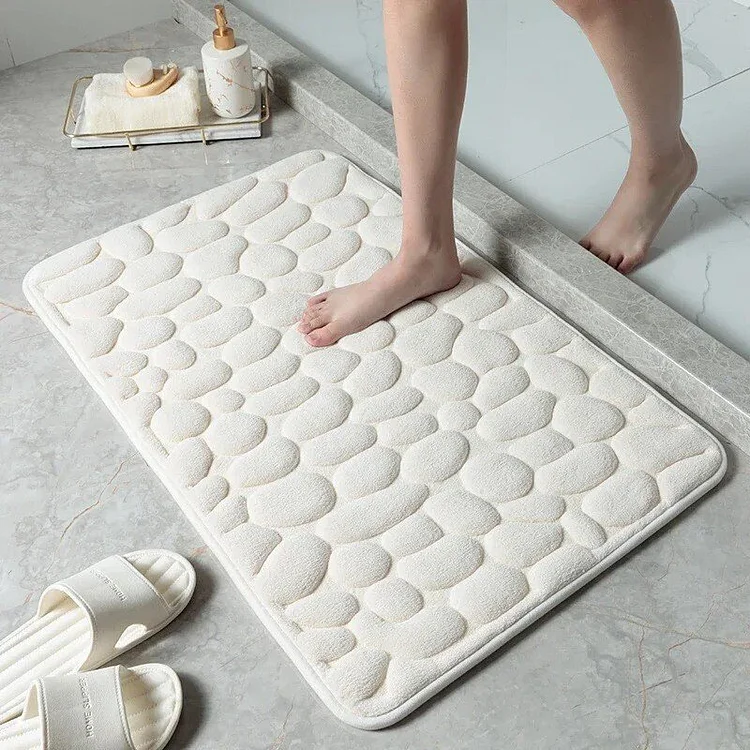 New Arrival Cobblestone Embossed Bathroom Bath Mat