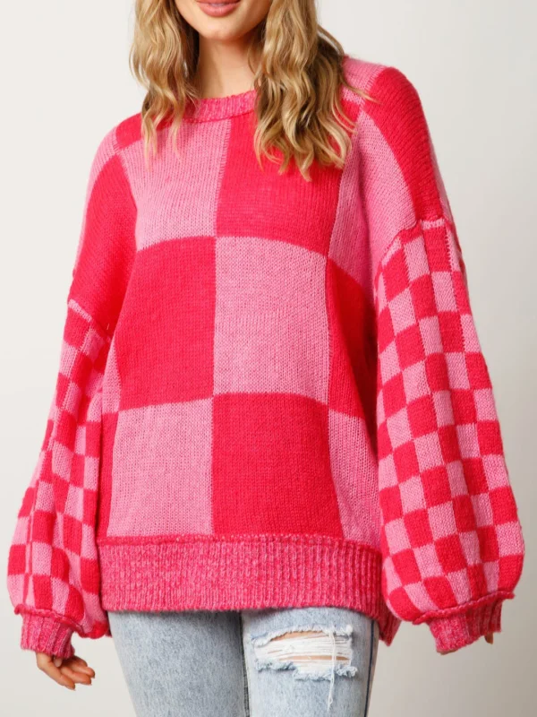 Kinley Checkered Pink Plaid Sweater