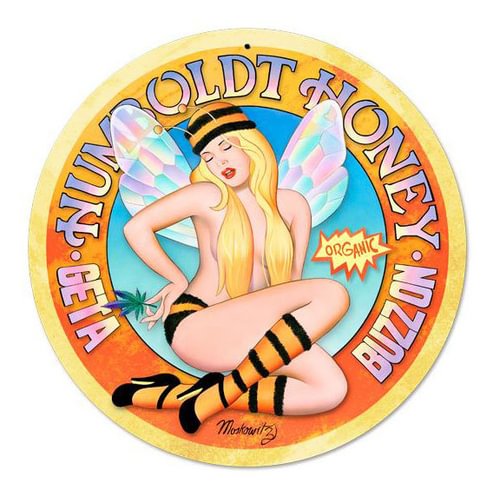 Pin Up girl- Round Shape Tin Signs/Wooden Signs - 30*30CM
