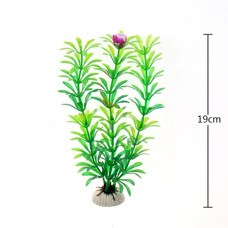 19 cm Green PVC Material Simulation Artificial Water Grass Fake Flower Water Fish Tank Aquarium Bottom Accessories Decoration