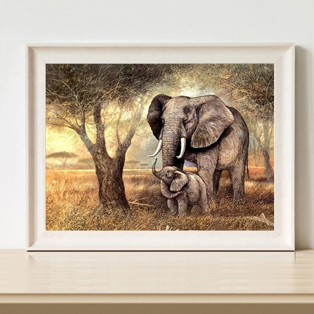 14CT Full Stamped Cross Stitch - Elephant(Canvas|40*50CM)