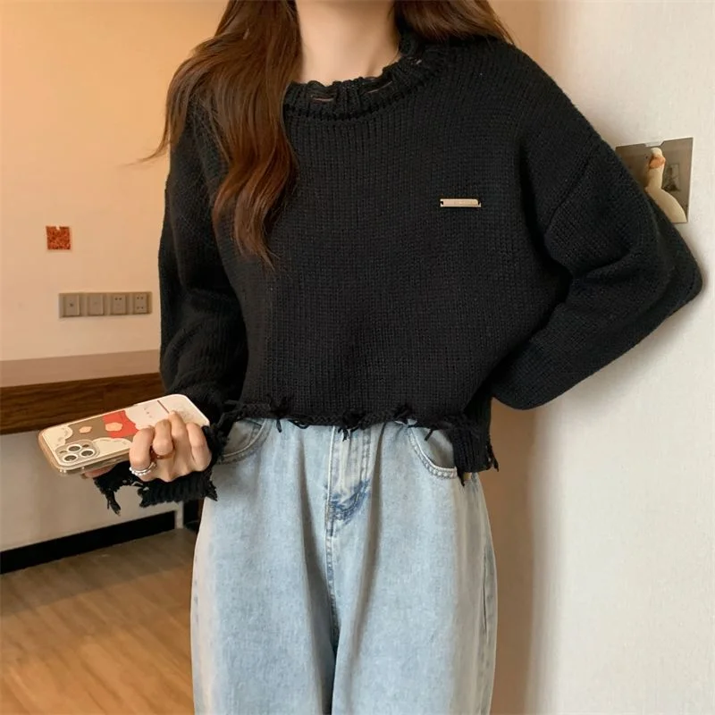 Pongl Sweater Woman 2025 Spring And Autumn New Design High-Waisted Suzu Outside Wear Knitting Top