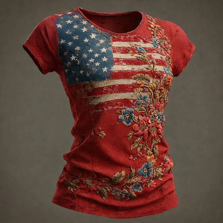 US Vintage 250th Anniversary Print Short-Sleeve T-Shirt socialshop