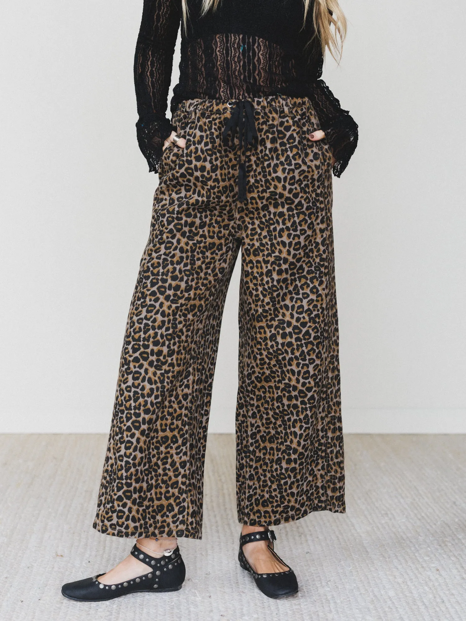 Wild Ease Wide Leg Pants - Leopard