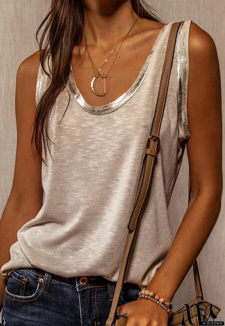 MidiSono - Casual Loose Solid Color Sleeveless Vest Tops
